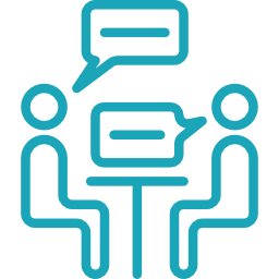 Two people meeting to discuss software development
